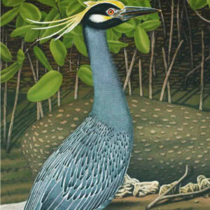 Heron bird in natural habitat with lush green foliage, showcasing wildlife and nature in Winter Park.