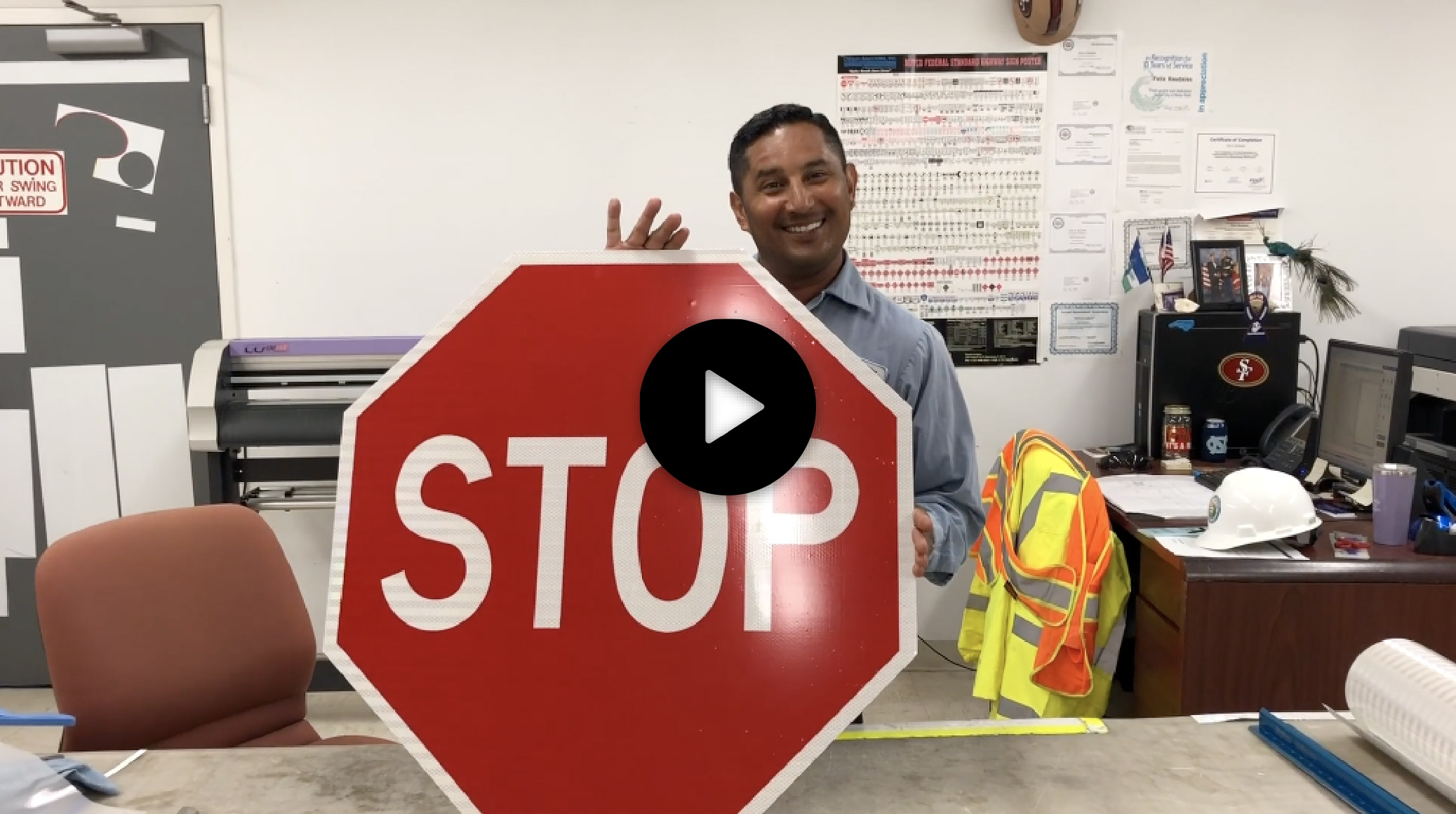 Play video: The making of a stop sign
